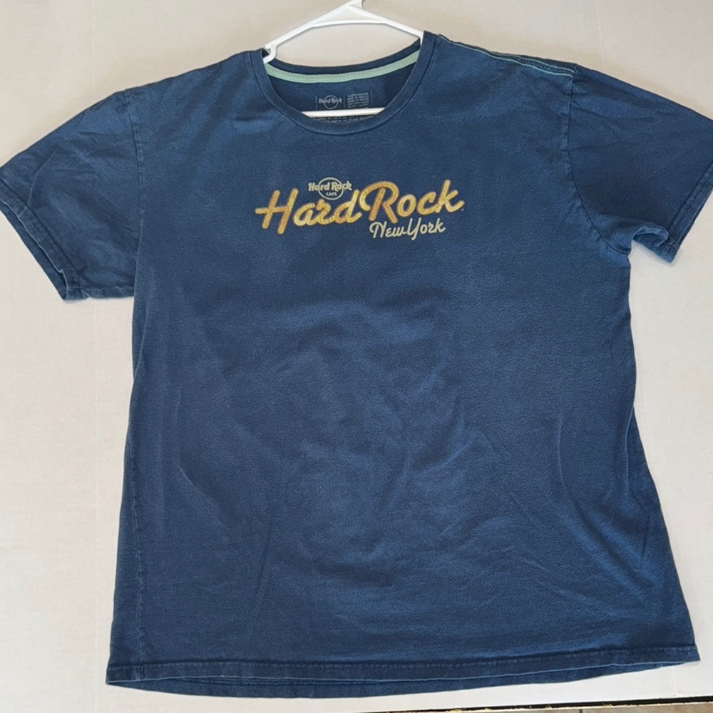 Hard Rock Cafe Navy Blue T-Shirt with Gold Logo